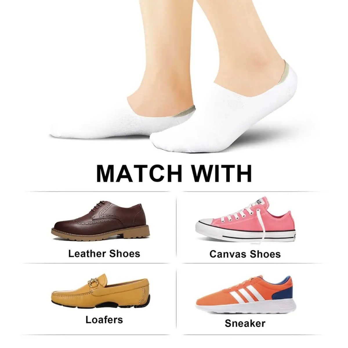 wernies No Show Socks Women Low Socks Non Slip Flat Boat Line 4/8 Pairs - Love Salve